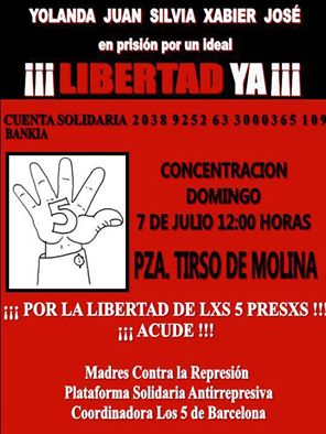 7 De Julio, Concentración En Madrid Por La Libertad De Los Cinco De Barcelona